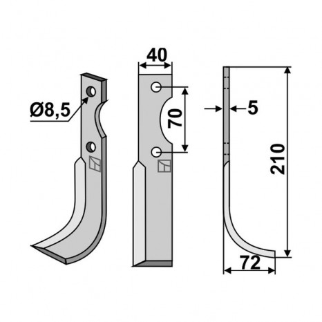 Nóż glebogryzarki ADRIATICA HP 8-10 prawy
