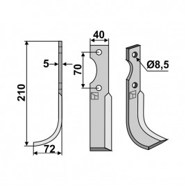 Nóż glebogryzarki ADRIATICA HP 8-10 lewy