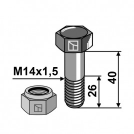 Schraube mit Sicherungsmutter M14x1,5x40 30-1440