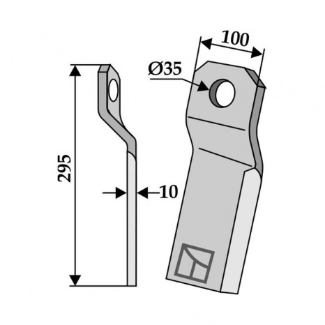 Nóż mulczera skręcony - krótki - lewy SZOLNOKI 63-IND-155L