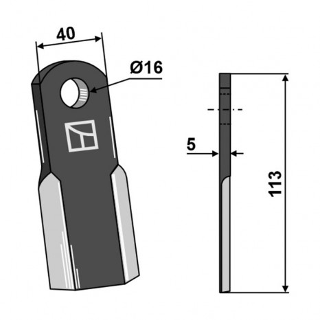 Nóż prosty AGRICOM 63-AGC-02