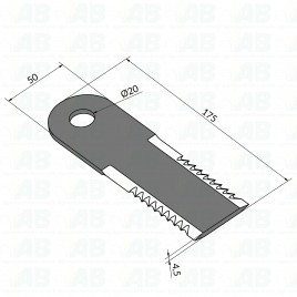 Schlegelmesser ohne Buchse CASE 1994760C4R technische Zeichnung
