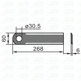 Schlegelmesser für Mais FANTINI 268mm technische Zeichnung