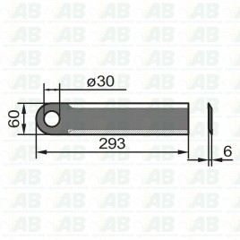 Schlegelmesser für Mais FANTINI 293mm 13741 technische Zeichnung