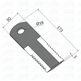 Schlegelmesser JOHN DEERE Z42176 laserbeschichtet  technische Zeichnung