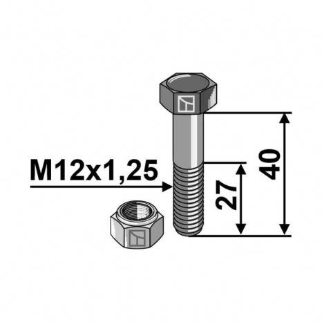 Śruba z nakrętką kontrującą M12x1,25x40 30-1240