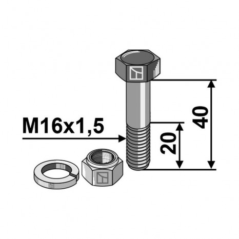 Schraube mit Sicherungsmutter M16x1,5x40 30-1640
