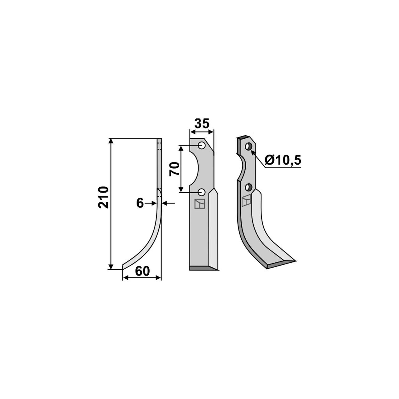 Nóż glebogryzarki BRUMITAL-AGRIS BRU-06L lewy