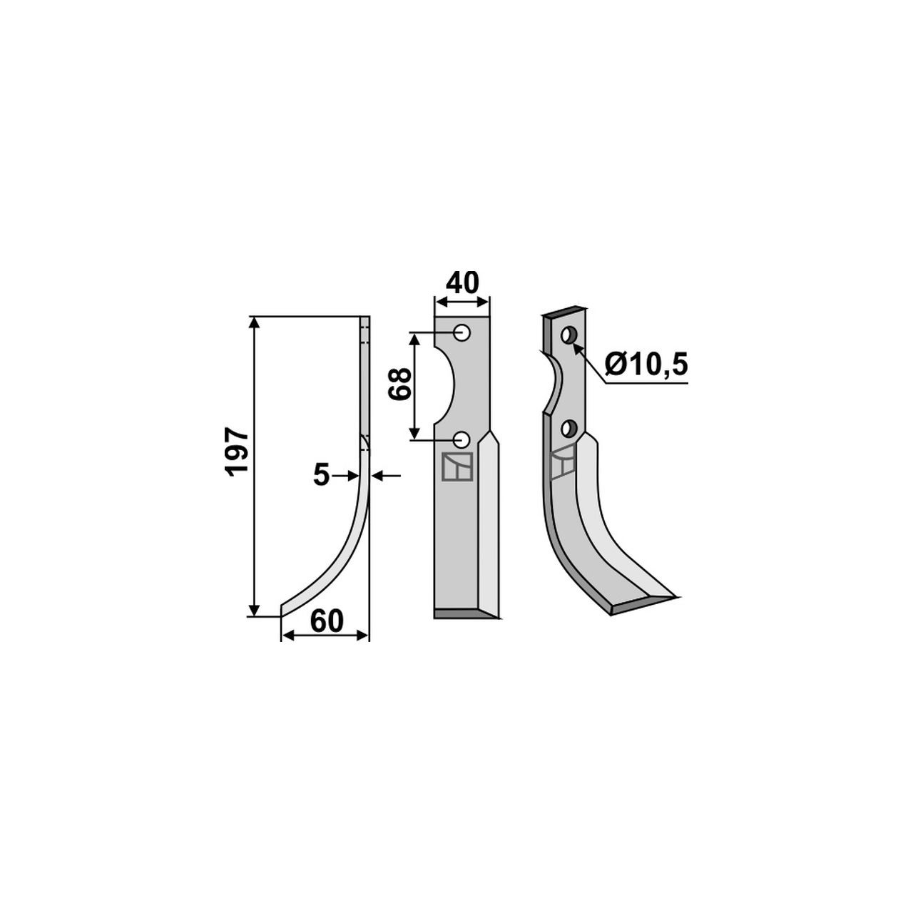 Nóż glebogryzarki BENASSI RL319 / 6CM143 lewy