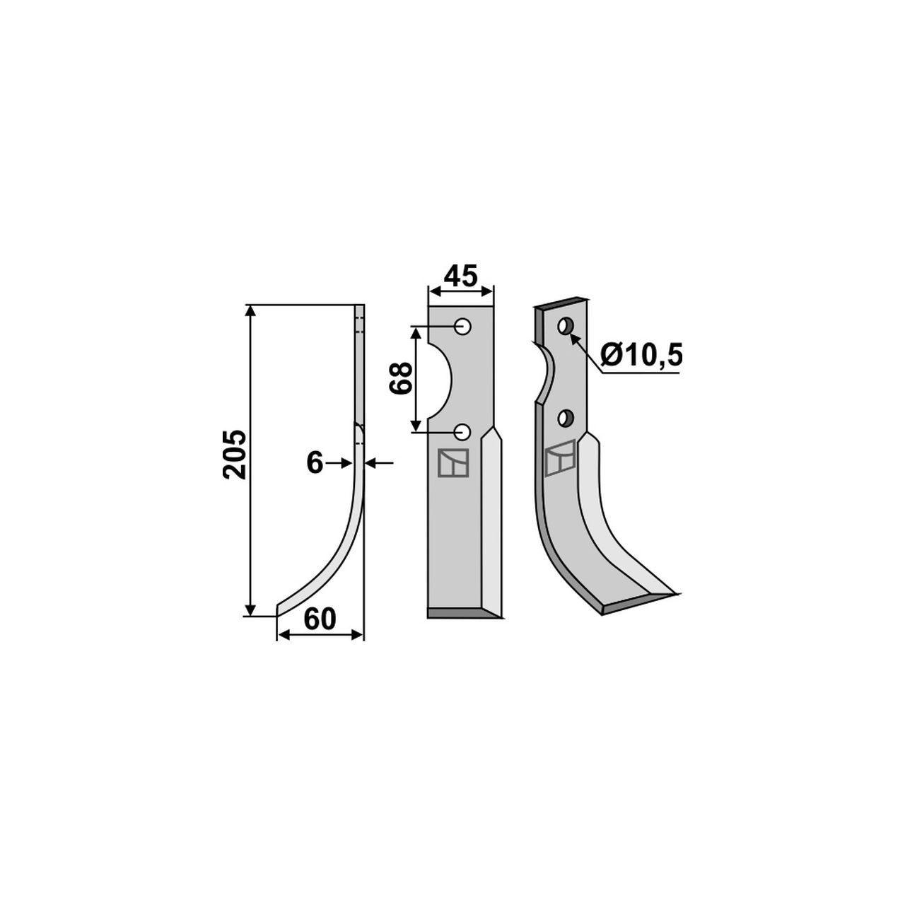 Nóż glebogryzarki BENASSI S.300(18-6) / 6CM011 lewy